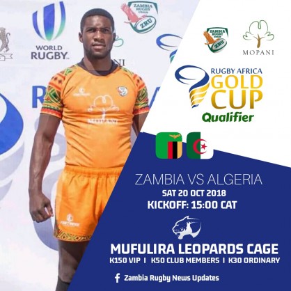 Rugby: Zambia face Algeria in the decider game to determine who qualifies to the Gold Cup 2019