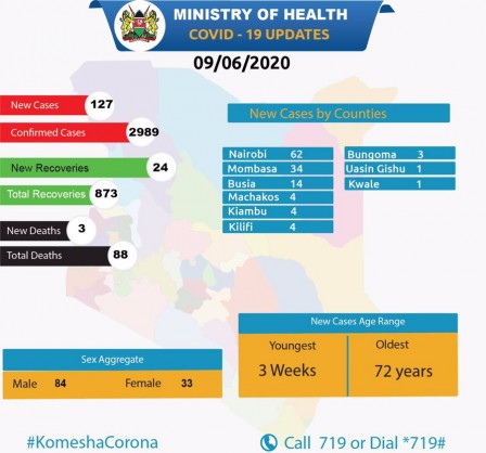 Coronavirus - Kenya: Distribution of the cases in the counties