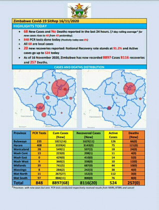 Coronavirus - Zimbabwe: COVID-19 Update (16 November 2020)