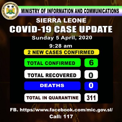 Coronavirus - Sierra Leone: Case Update - 5 April, 2020