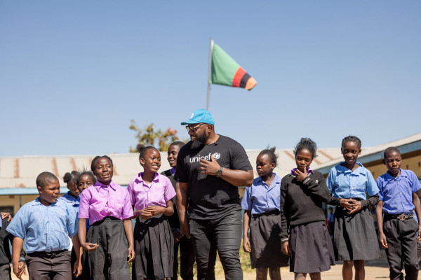 Photo News Release: Rugby legend and United Nations Children's Fund (UNICEF) Regional Ambassador Tendai “The Beast” Mtawarira visits Zambia to highlight educational challenges