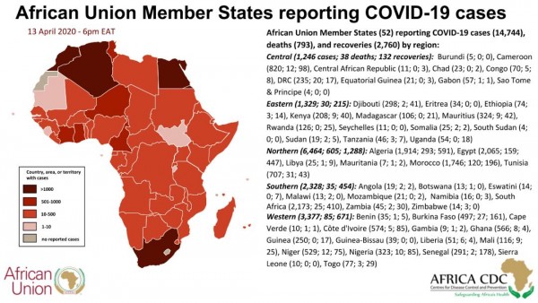 Coronavirus - Africa: African Union Member States (52) reporting COVID-19 cases