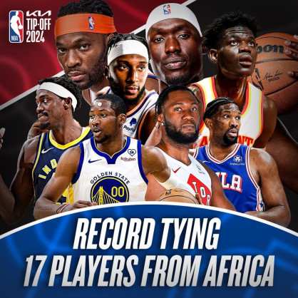 Record-Tying 17 Players from Africa among 125 International Players from 43 Countries on Opening-Night National Basketball Association (NBA) Rosters