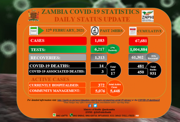 Coronavirus - Zambia: COVID-19 update (12 February 2021)