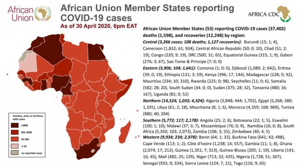 Coronavirus: African Union Member States reporting COVID-19 cases